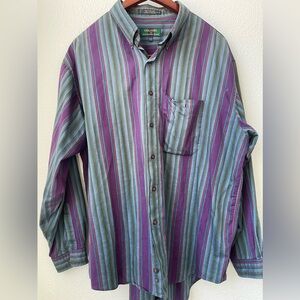 Vintage 80s Mens Colours by Alexander Julian Purple Stripes Button Down Shirt XL